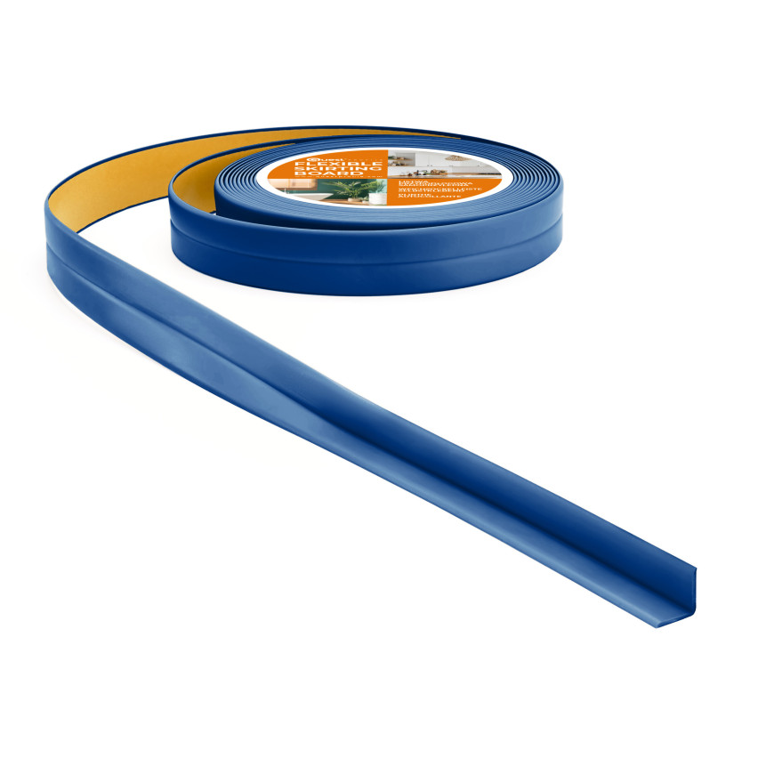 Självhäftande monterings- och avslutningslist i PVC på skumtejp 10/10, blå, 5 m