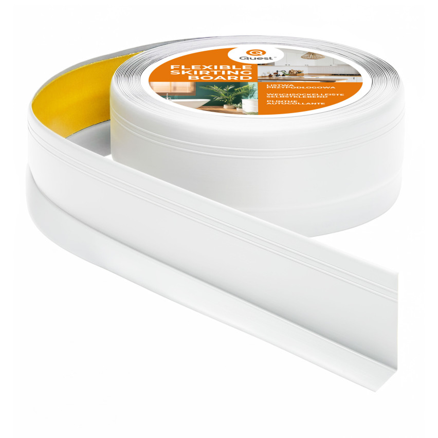 Självhäftande PVC-golvlist, flexibel DEKOR-list, vit, 50x20mm