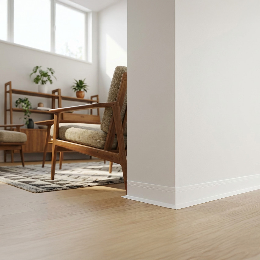 Självhäftande PVC-golvlist, flexibel DEKOR-list, vit, 50x20mm