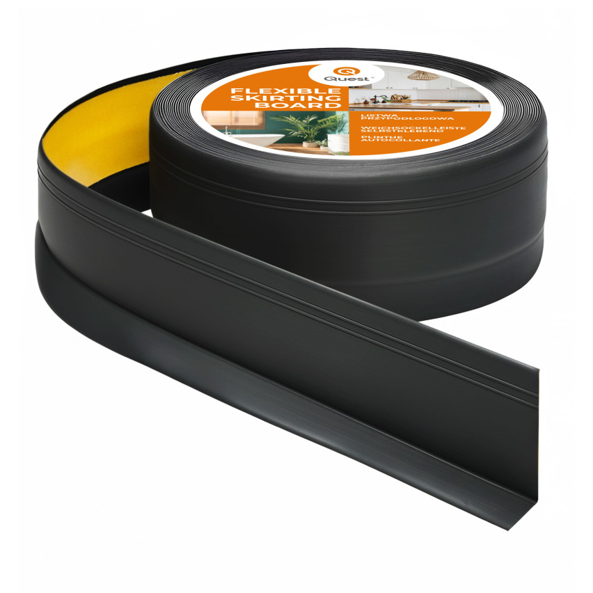 Självhäftande PVC-golvlist, flexibel DEKOR-list, svart, 50x20mm