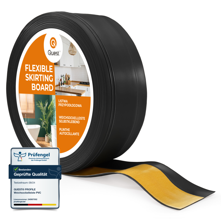 Självhäftande PVC-golvlist, flexibel DEKOR-list, svart, 50x20mm