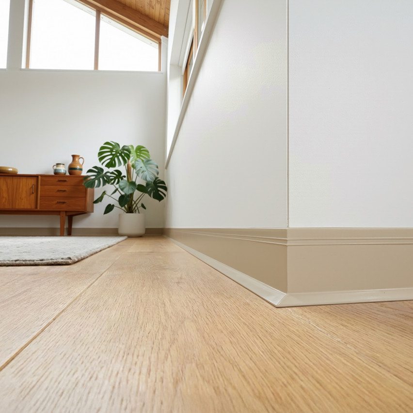 Självhäftande PVC-golvlist, flexibel DEKOR-list, sandfärgad, 50x20mm
