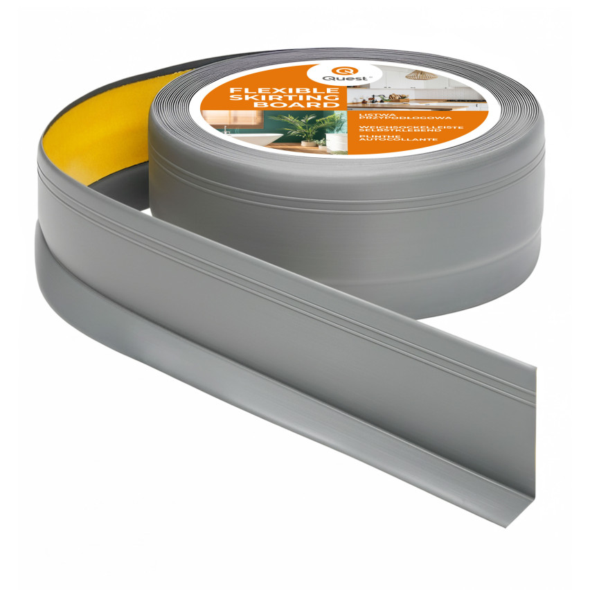 Självhäftande PVC-golvlist, flexibel DEKOR-list, grå, 50x20mm