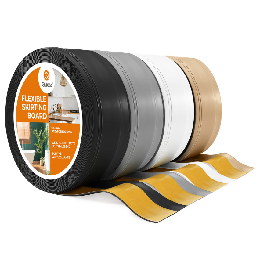 Självhäftande PVC-golvlist, flexibel DEKOR-list, vit, 50x20mm