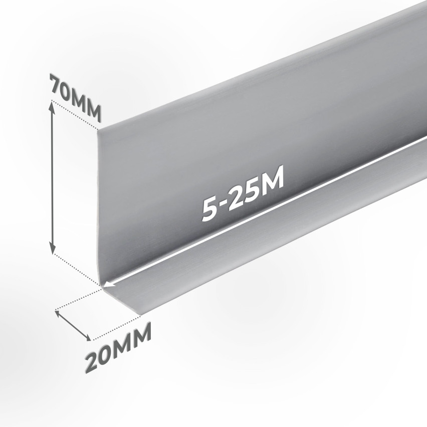 Självhäftande PVC golvlist, flexibel dekorlist DEKOR, 70x20mm, grå