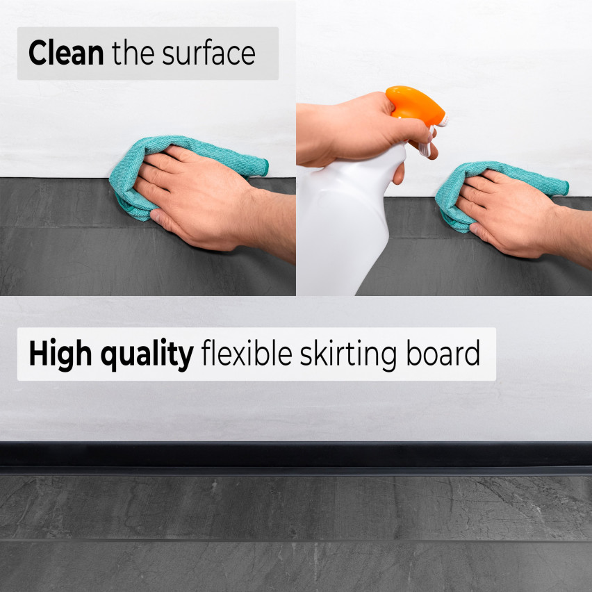 Golvlist självhäftande PVC 70x20 mm, flexibel golvlist, sockelbräda sockel, brun