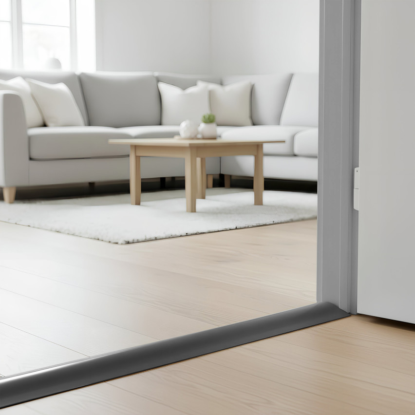 Självhäftande Flexibel PVC Rampprofil för Kakel och Mattor, Mörkgrå