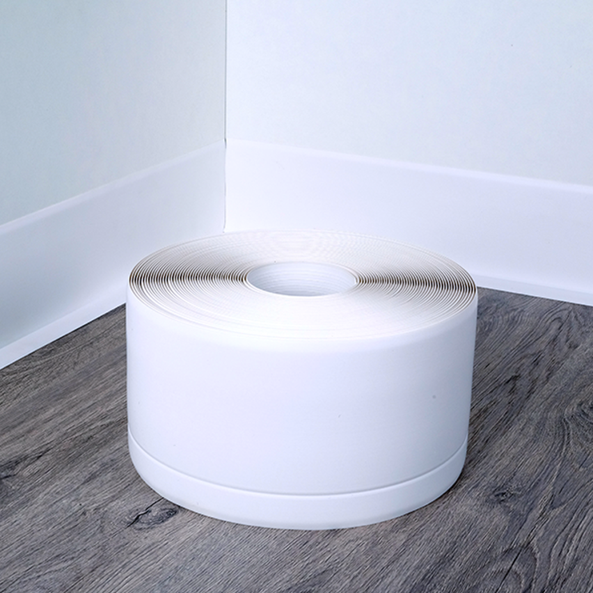 Golvlist självhäftande PVC 100x25 mm självhäftande flexibel golvlist, sockelbräda sockel, vit