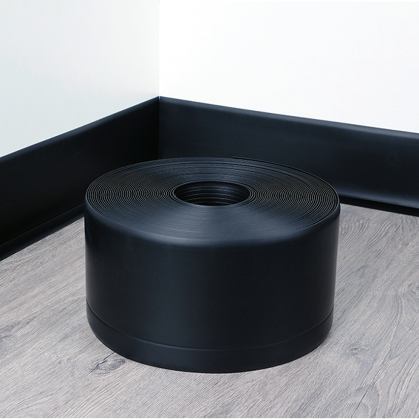 Golvlist självhäftande PVC 100x25 mm självhäftande flexibel golvlist, sockelbräda sockel, svart
