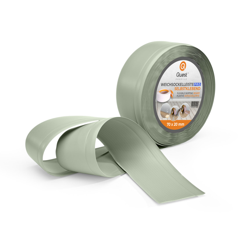 Golvlist självhäftande PVC 70x20 mm, flexibel golvlist, sockelbräda sockel, ljusgrön