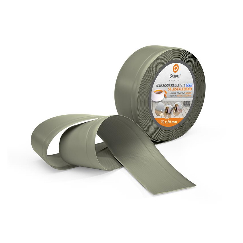 Golvlist självhäftande PVC 70x20 mm, flexibel golvlist, sockelbräda sockel, olivgrön
