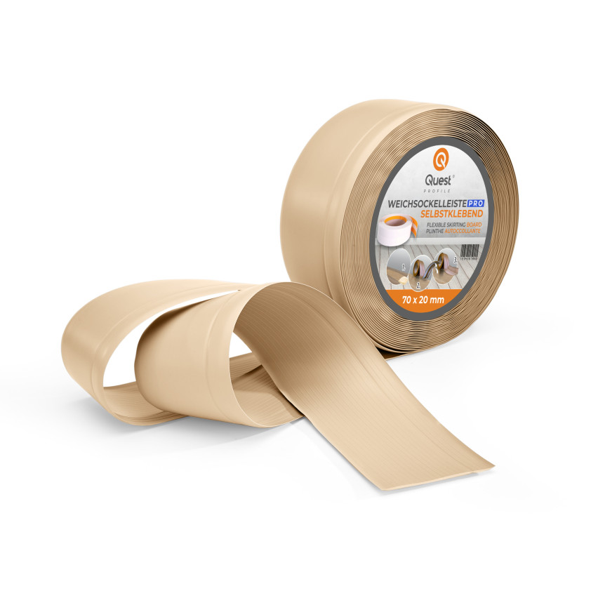 Golvlist självhäftande PVC 70x20 mm, flexibel golvlist, sockelbräda sockel, sand