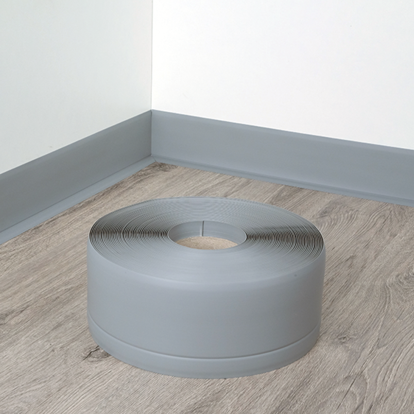 Golvlist självhäftande PVC 70x20 mm självhäftande flexibel golvlist, sockelbräda sockel, grå