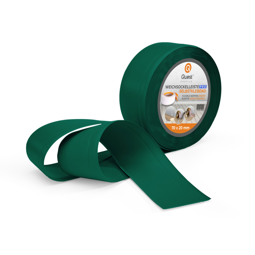Golvlist självhäftande PVC 70x20 mm, flexibel golvlist, sockelbräda sockel, grön