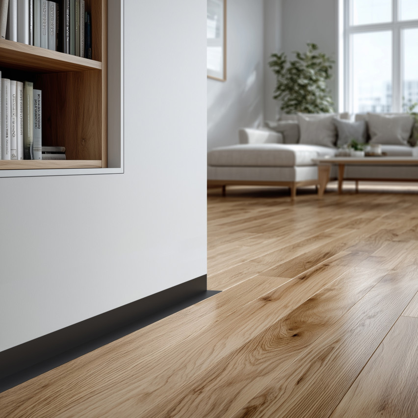 Minimalistisk PVC golvlist – hård, svart