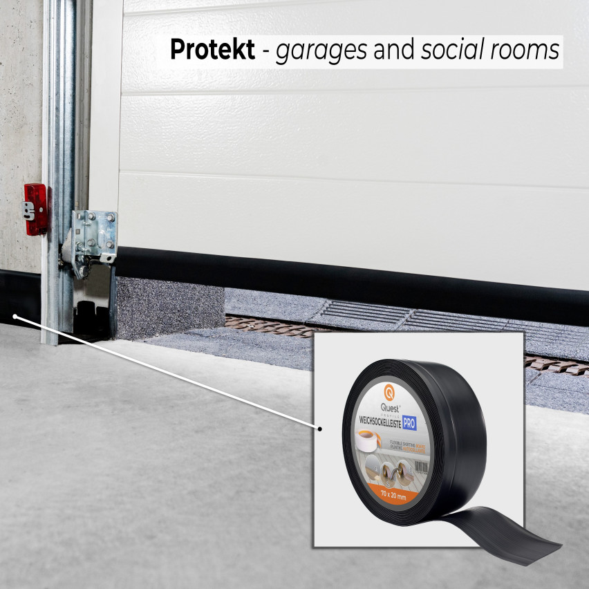 Golvlist självhäftande PVC 70x20 mm, svart, flexibel golvlist, sockelbräda sockel