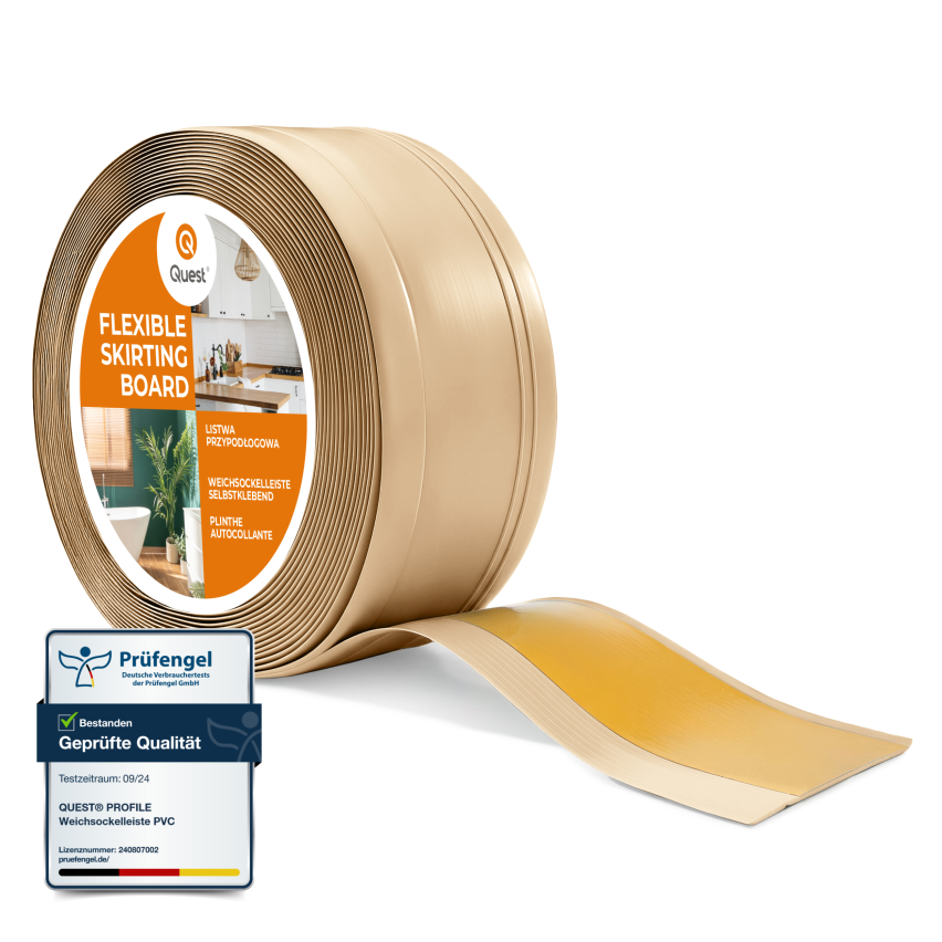 Självhäftande PVC golvlist, flexibel dekorlist DEKOR, 70x20mm, sand
