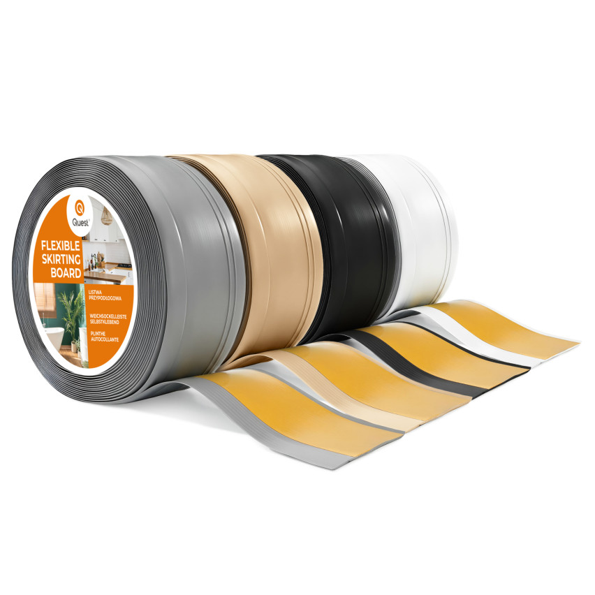 Självhäftande PVC golvlist, flexibel dekorlist DEKOR, 70x20mm, grå