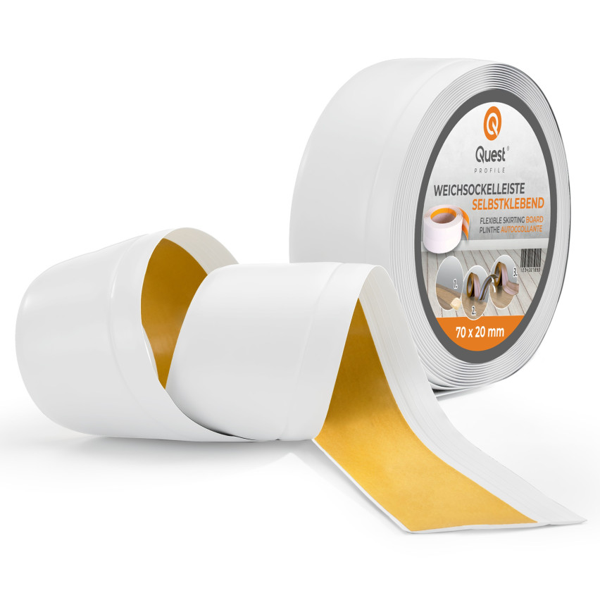 Golvlist självhäftande PVC 70x20 mm självhäftande flexibel golvlist, sockelbräda sockel, vit