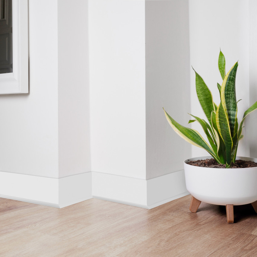Golvlist självhäftande PVC 70x20 mm, flexibel golvlist, sockelbräda sockel, vit