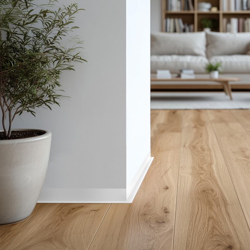 Minimalistisk PVC golvlist – hård, vit