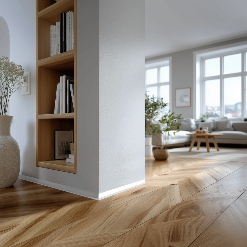 Minimalistisk självhäftande PVC golvlist – hård, vit