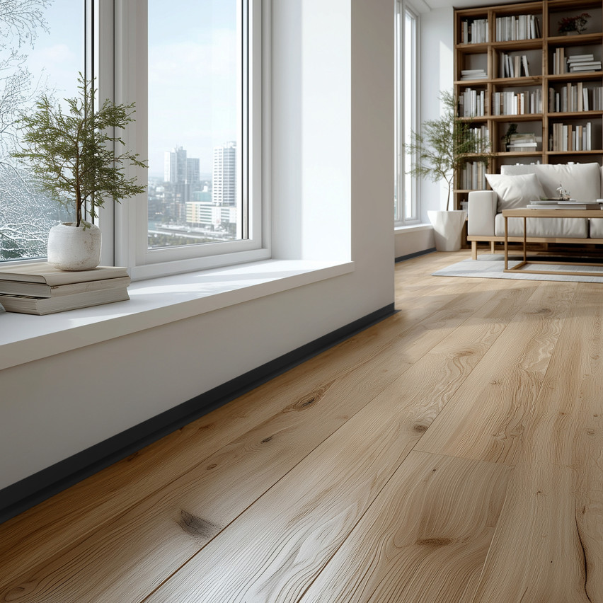 Minimalistisk självhäftande PVC golvlist – hård, mörkgrå