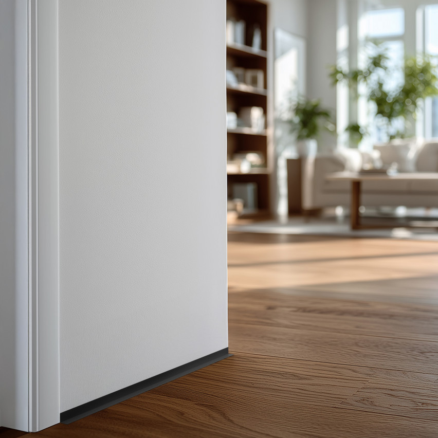 Minimalistisk självhäftande PVC golvlist – hård, mörkgrå