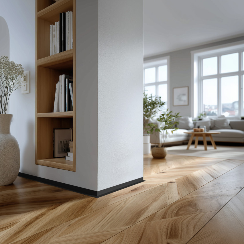 Minimalistisk PVC golvlist – hård, svart