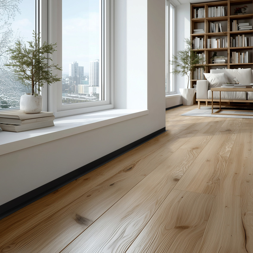 Minimalistisk PVC golvlist – hård, svart