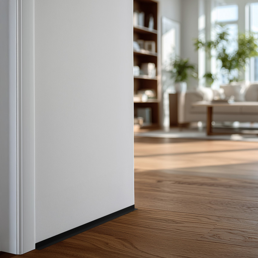 Minimalistisk självhäftande PVC golvlist – hård, svart