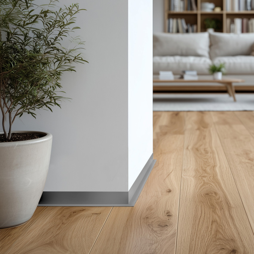 Minimalistisk PVC golvlist – hård, grå