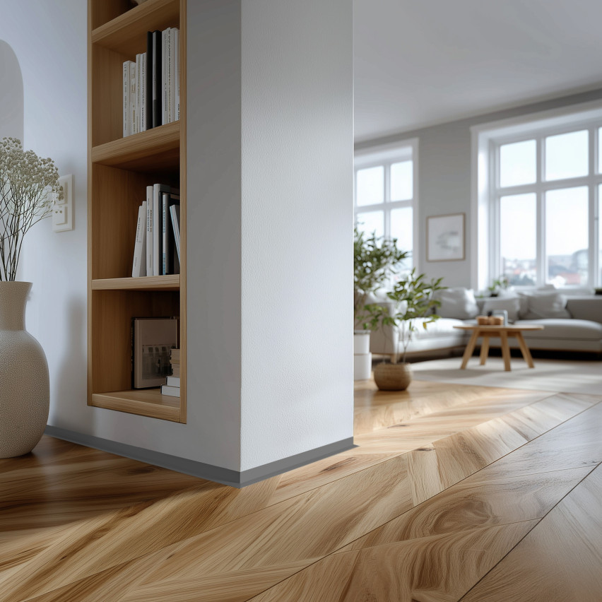 Minimalistisk PVC golvlist – hård, grå