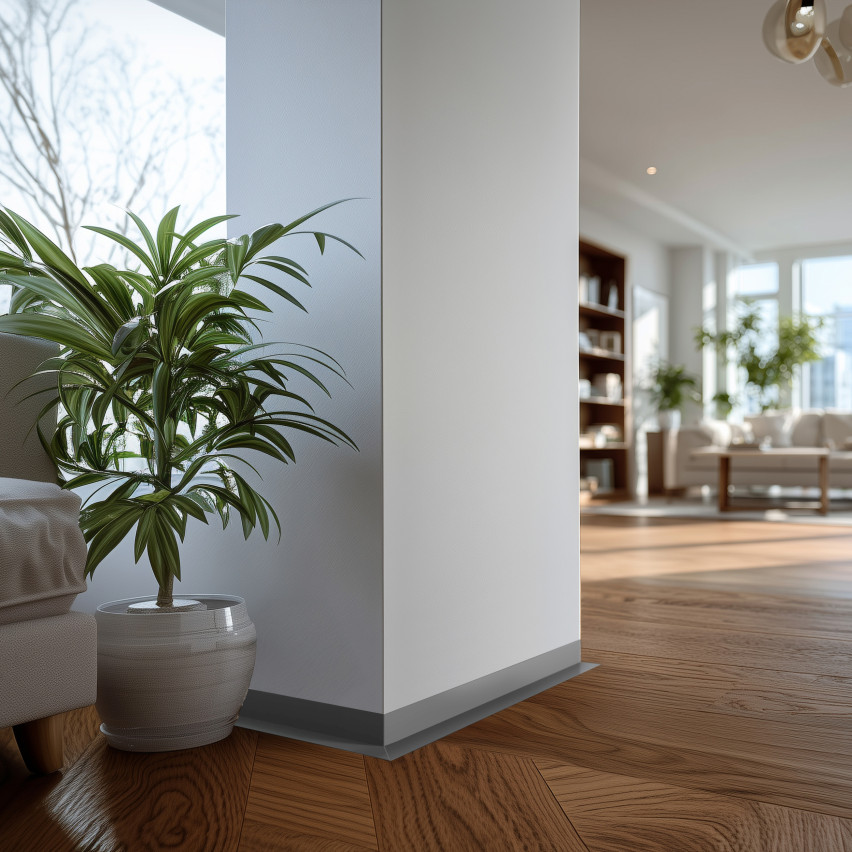 Minimalistisk PVC golvlist – hård, grå