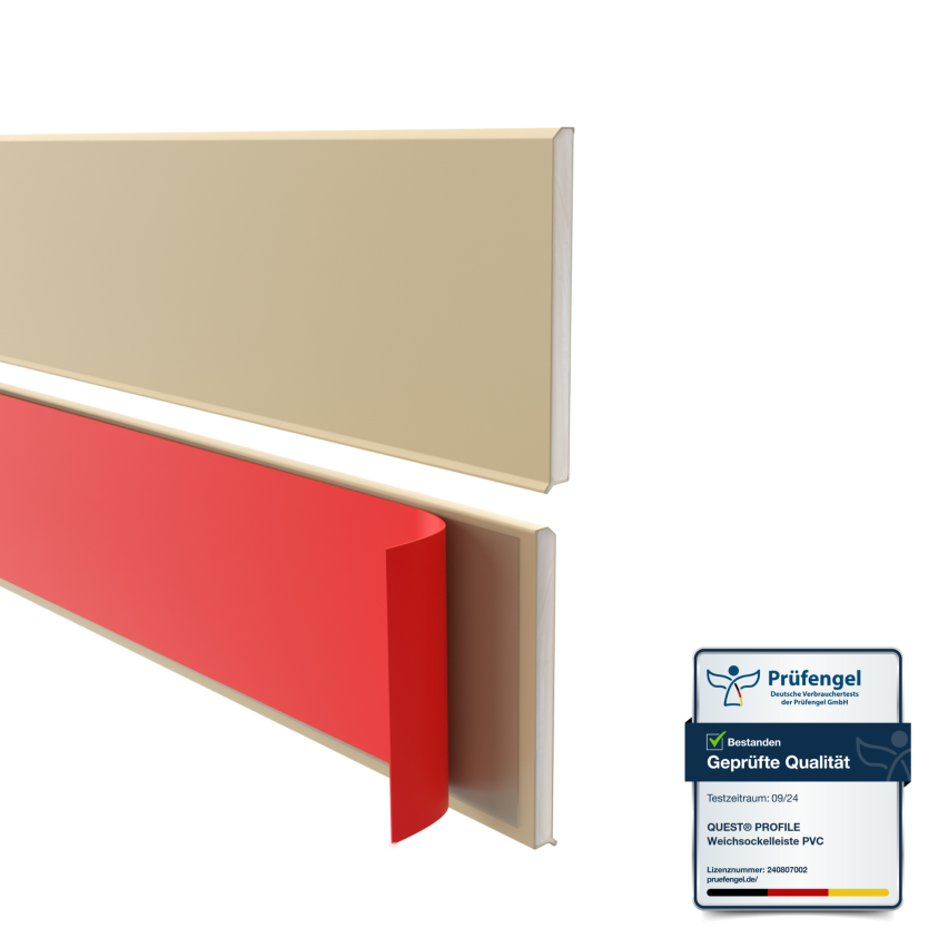 Självhäftande PVC-golvlist PREMIUM 10 cm, slät flexibel FLEX-list, för golv RAL 1001, beige, 10 m