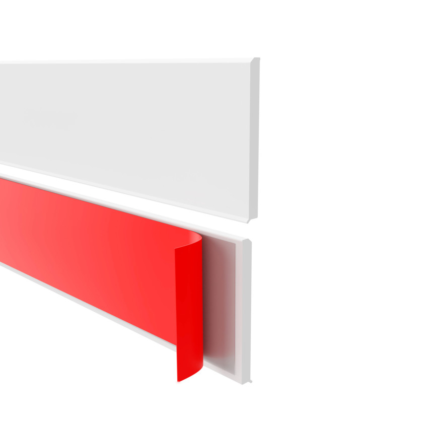 Självhäftande PVC golvlist, slät, 100mm, 10m, vit