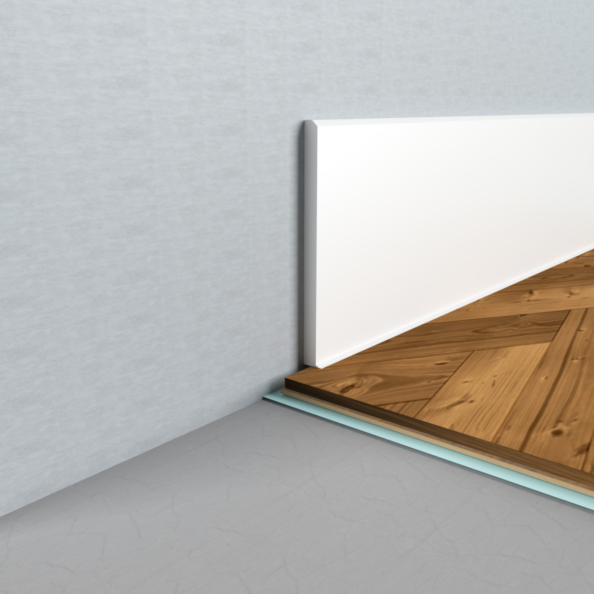 Självhäftande PVC golvlist, slät, 100mm, 10m, vit