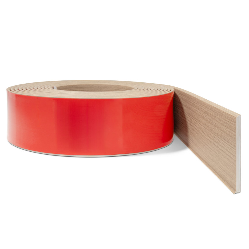 Självhäftande PVC golvlist PREMIUM 10 cm, slät flexibel FLEX sockellist, för golv, ljus ek, 10 m