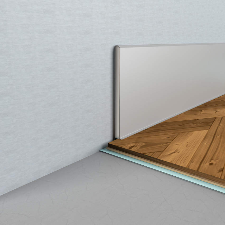 Självhäftande golvlist i PVC PREMIUM 10 cm, slät flexibel FLEX-list, för golv RAL7042, grå, 10 m