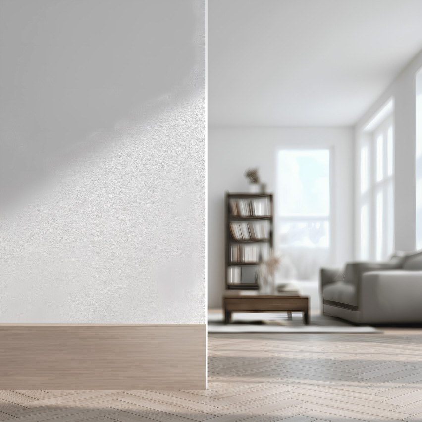 Självhäftande PVC golvlist PREMIUM 10 cm, slät flexibel FLEX sockellist, för golv, ljus ek, 10 m