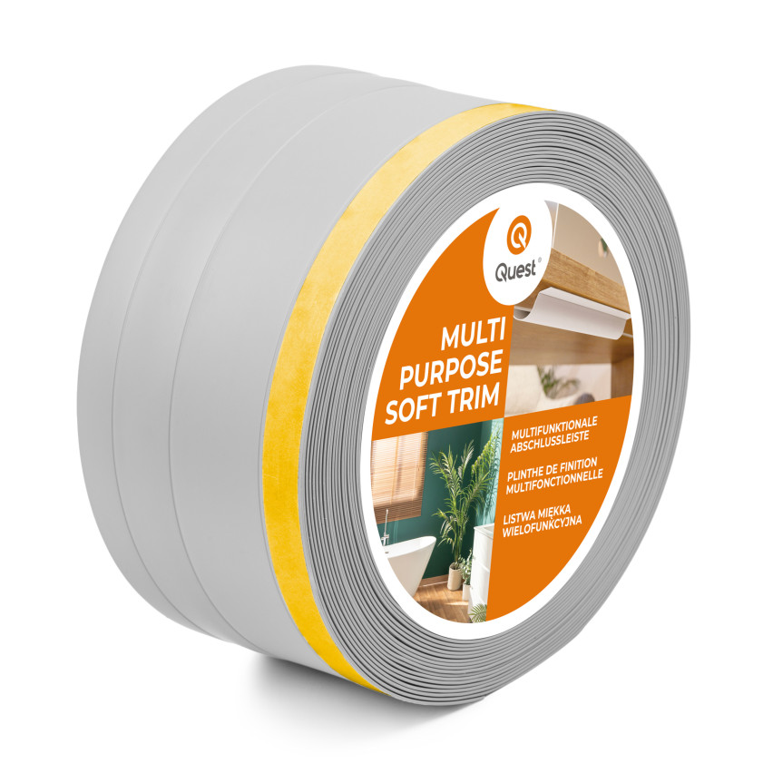 Mångsidig PVC-list 4-i-1 – Självhäftande Avslutningspanel, 120 mm, Grå