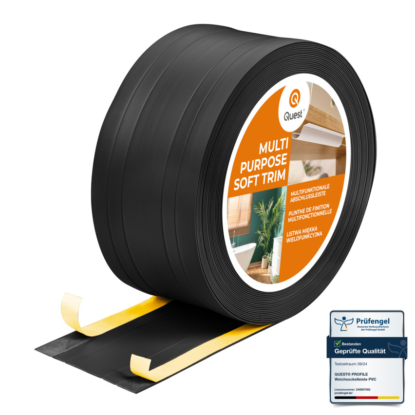 PVC Multifunktionell List 2in1 – Självhäftande Avslutningspanel, 110Mm, Svart