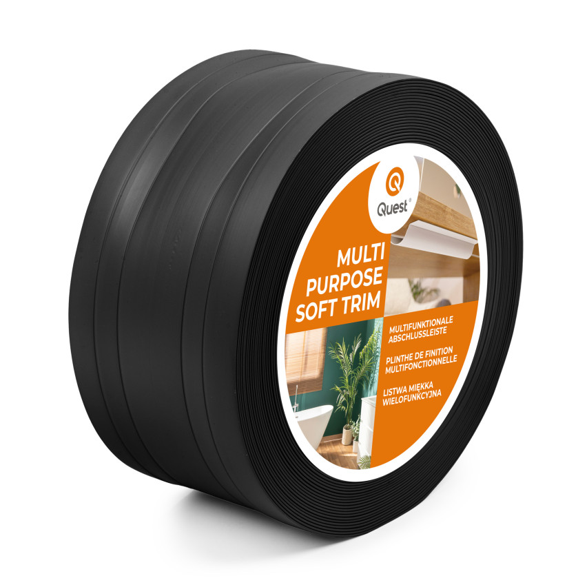 PVC Multifunktionell List 2in1 – Självhäftande Avslutningspanel, 110Mm, Svart