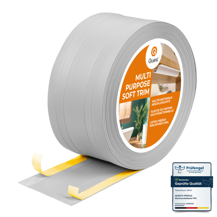 PVC Multifunktionell List 2in1 – Självhäftande Avslutningspanel, 110Mm, Grå