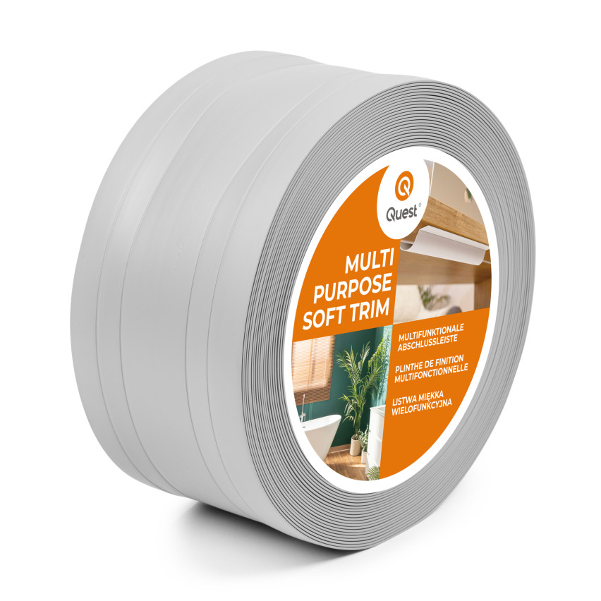 PVC Multifunktionell List 2in1 – Självhäftande Avslutningspanel, 110Mm, Grå
