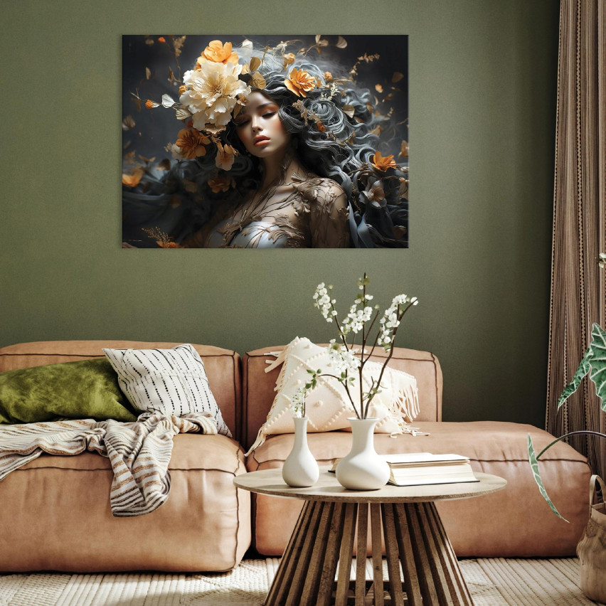 ABSTRAKT KVINNA BLOMMOR canvasmålning för vardagsrum sovrum 60x40
