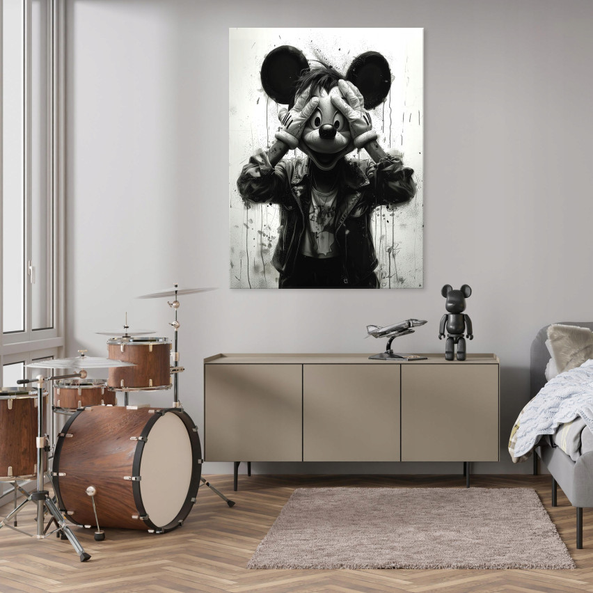 ABSTRACT Mouseketeer ABSTRACT svartvitt modernt för sovrummet vardagsrummet 100x70