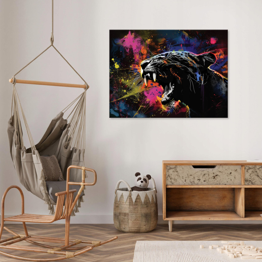 PANTERA ABSTRAKT I DET SITTANDE STOLEN PÅ Väggpanel 40x30