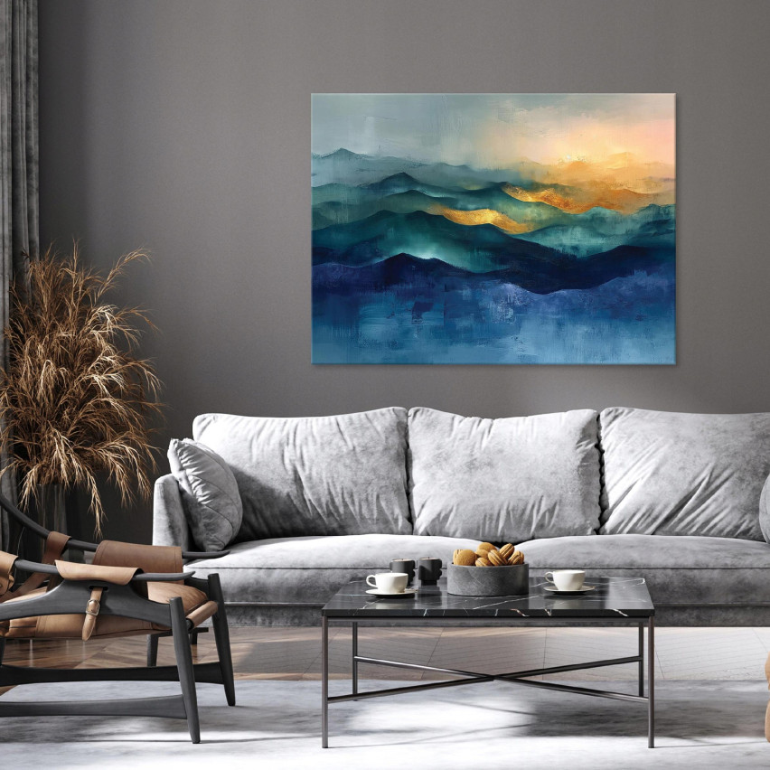 ABSTRAKT GULD BLÅ MODERN BILD PÅ Väggtavla 60x40