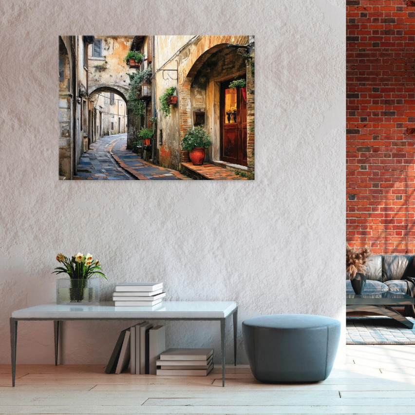 SOVRUMSBILD FÖR VARDAGSRUMMET KÖK ITALIENSK GATA PÅ Väggplatta 120x80